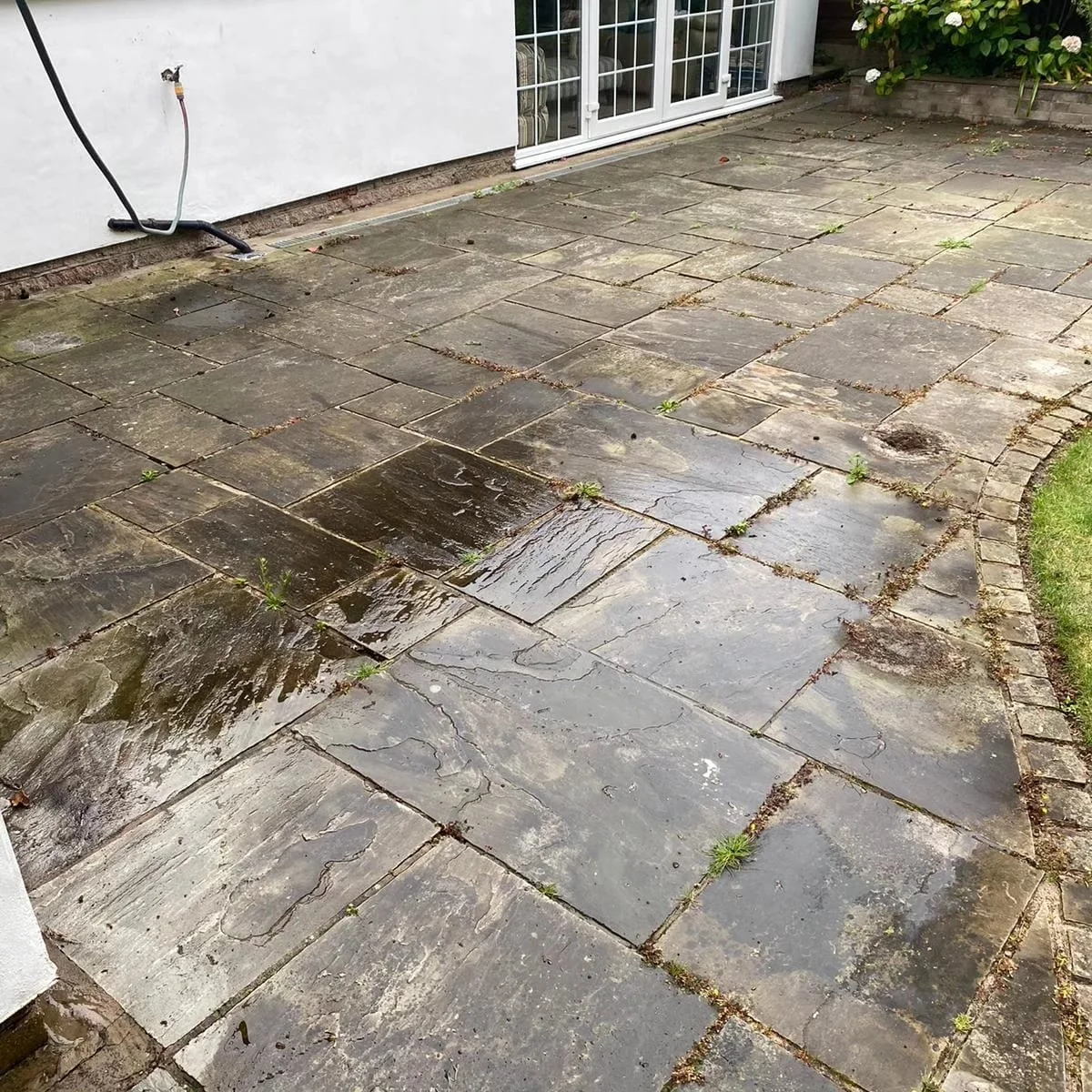 Patio before cleaning